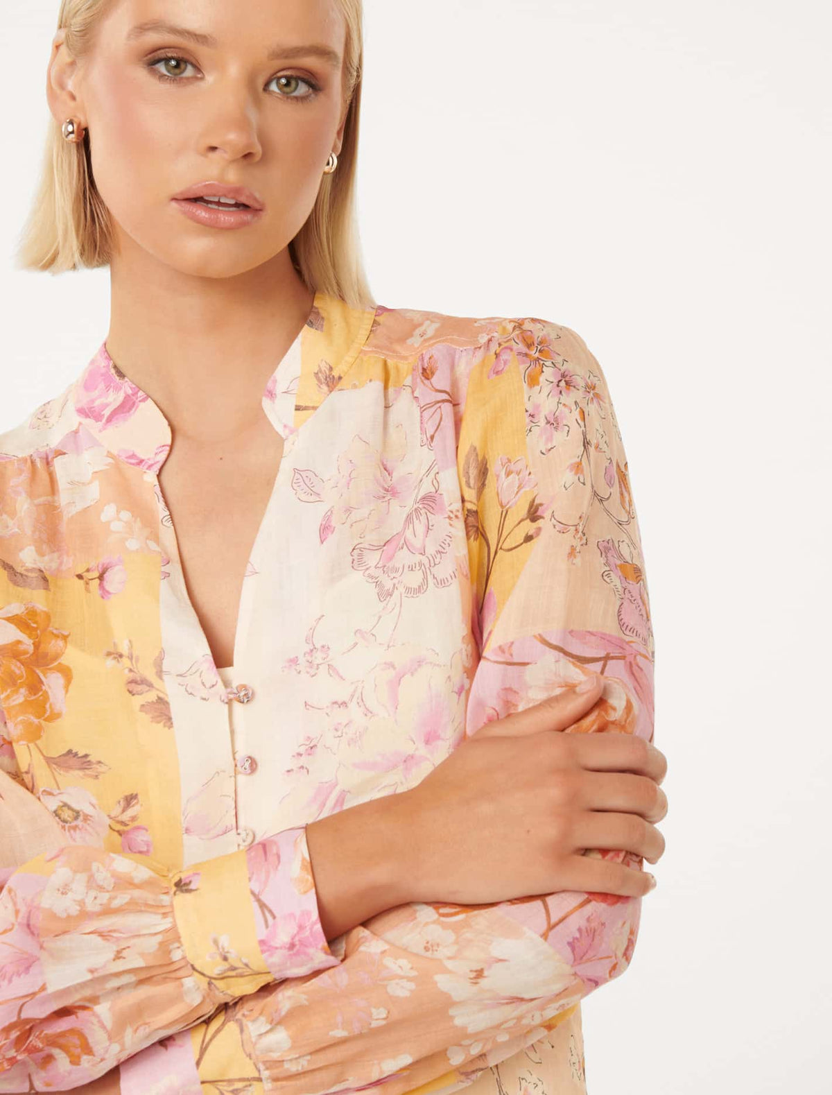 Delia Yoke Detail Blouse Amora Patchwork