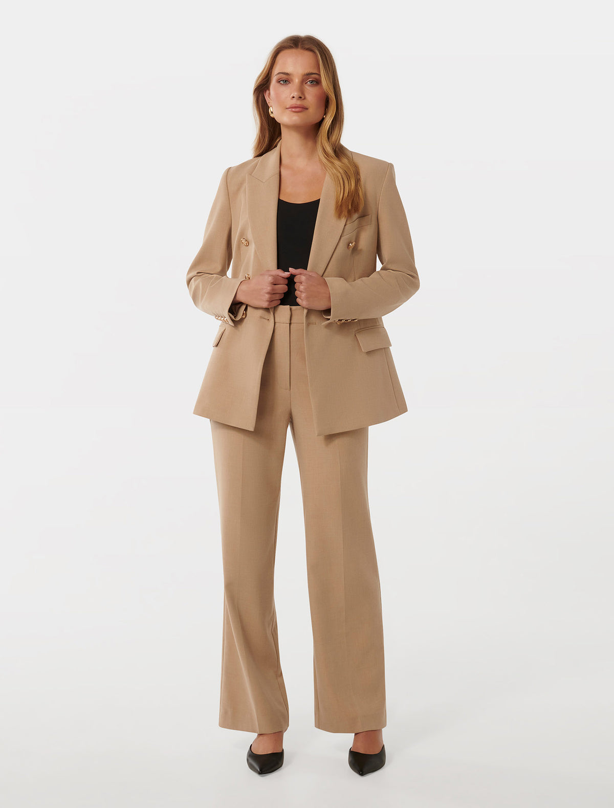 Immie Double Breasted Blazer Soft Camel Suit