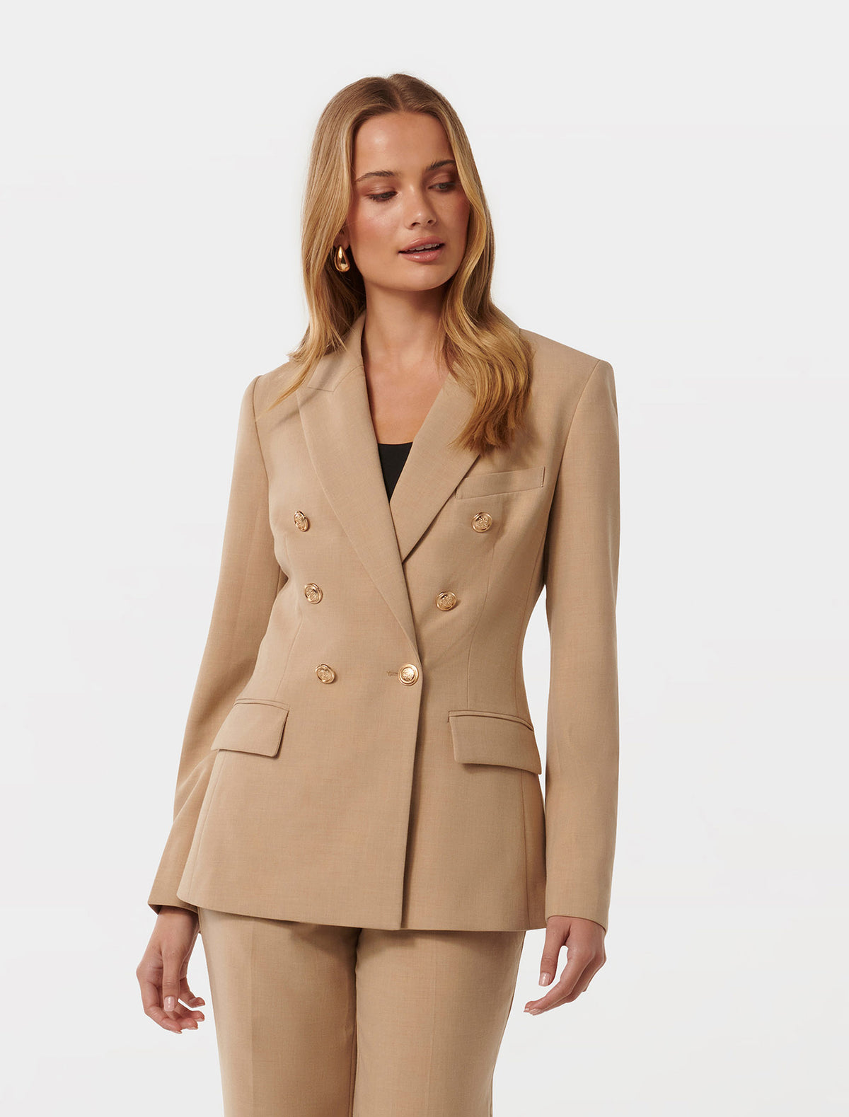 Immie Double Breasted Blazer Soft Camel Suit