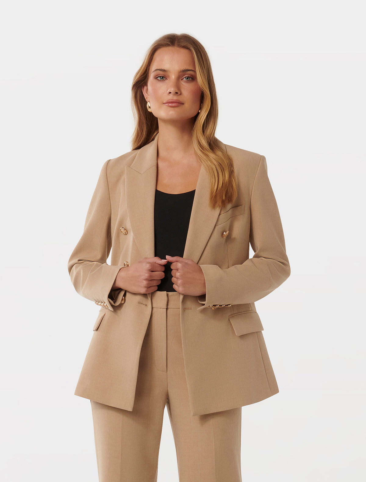 Immie Double Breasted Blazer Soft Camel Suit
