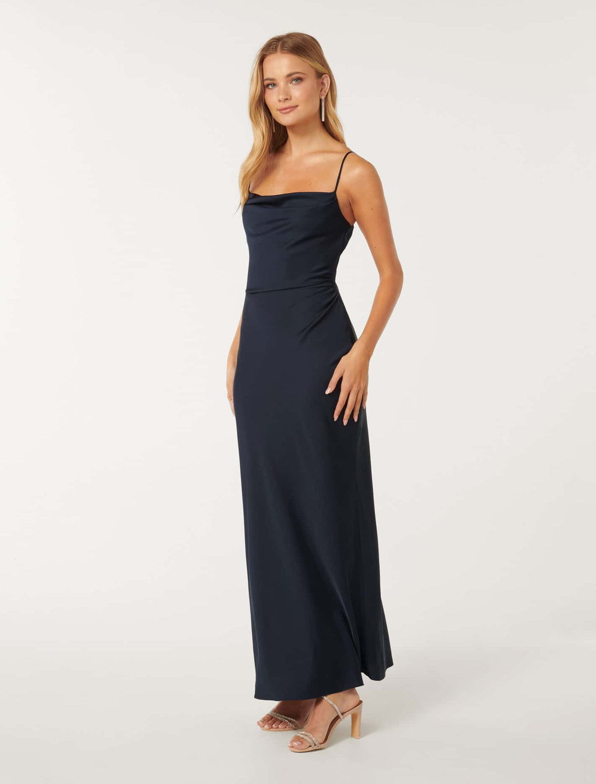 Mia Satin Maxi Dress Navy