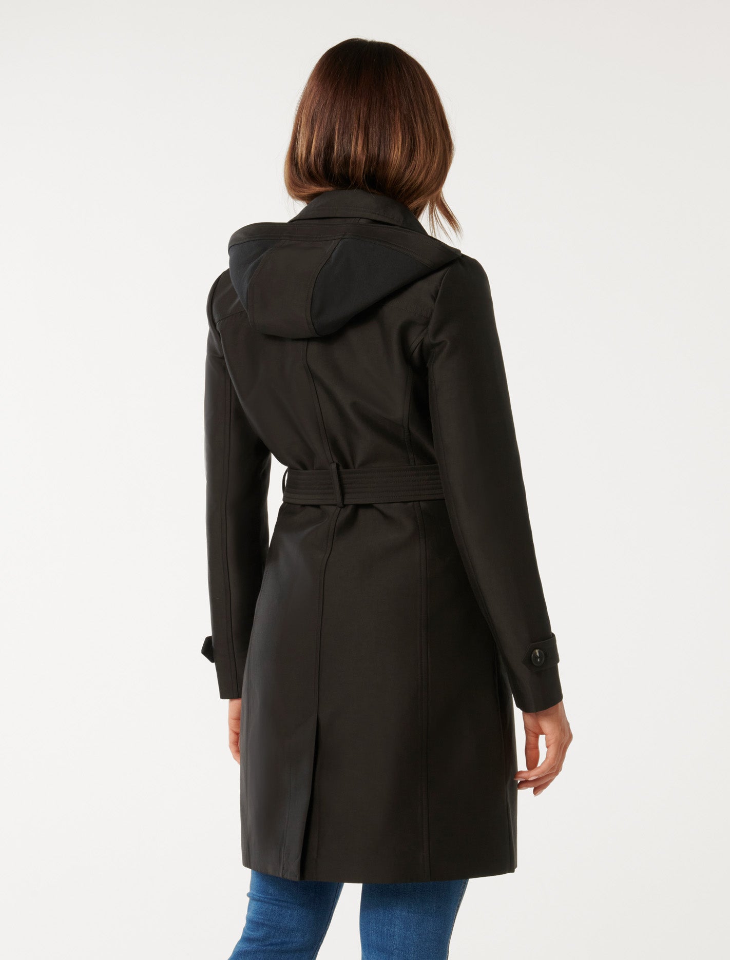 Alicia Short Hooded Trench Black