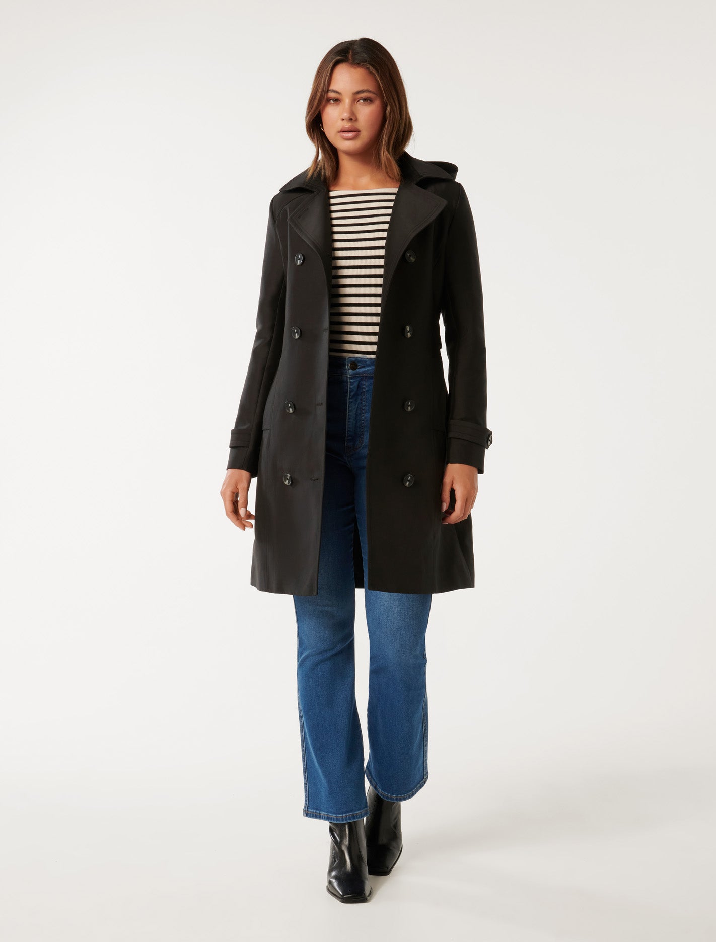Alicia Short Hooded Trench Black