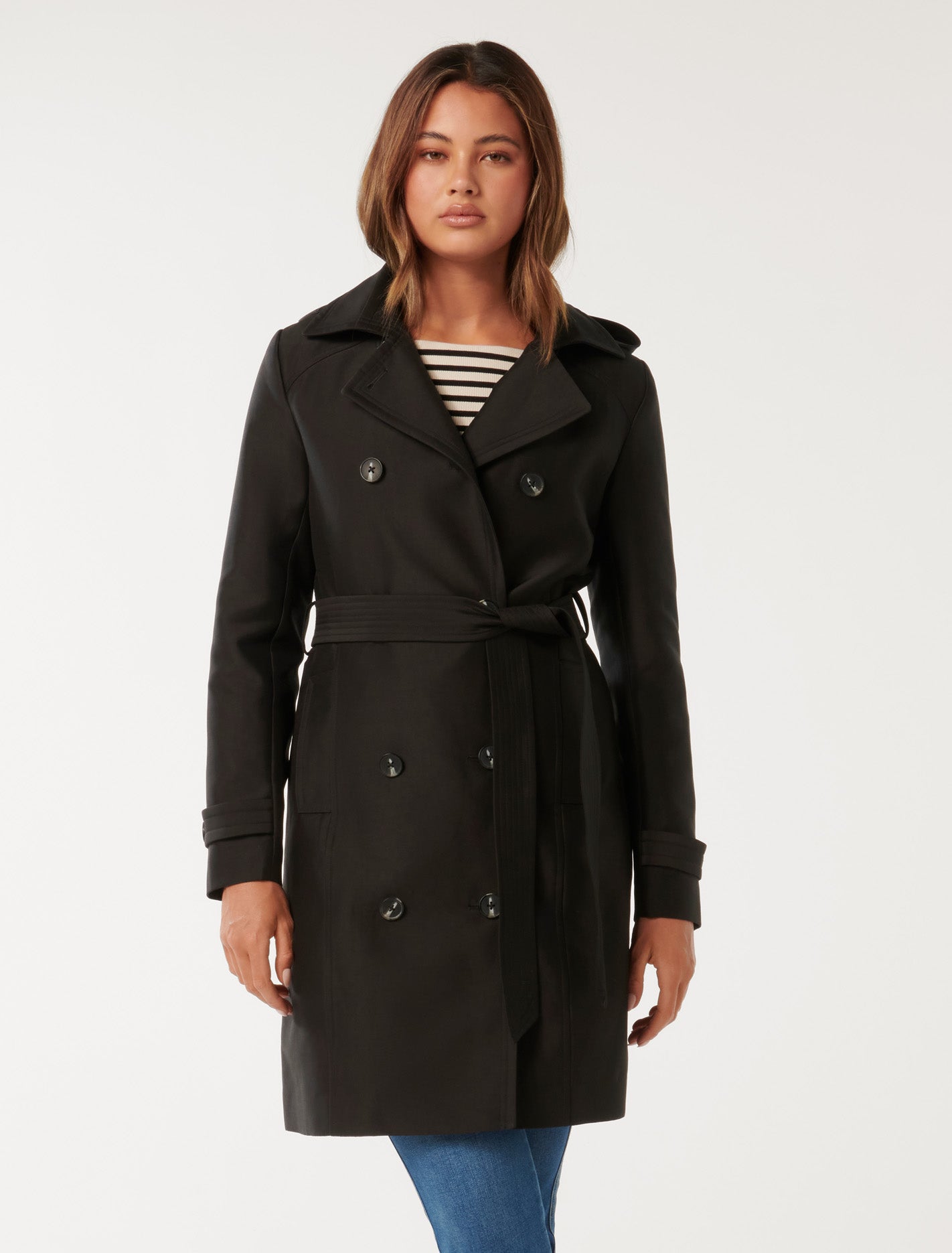 Alicia Short Hooded Trench Black