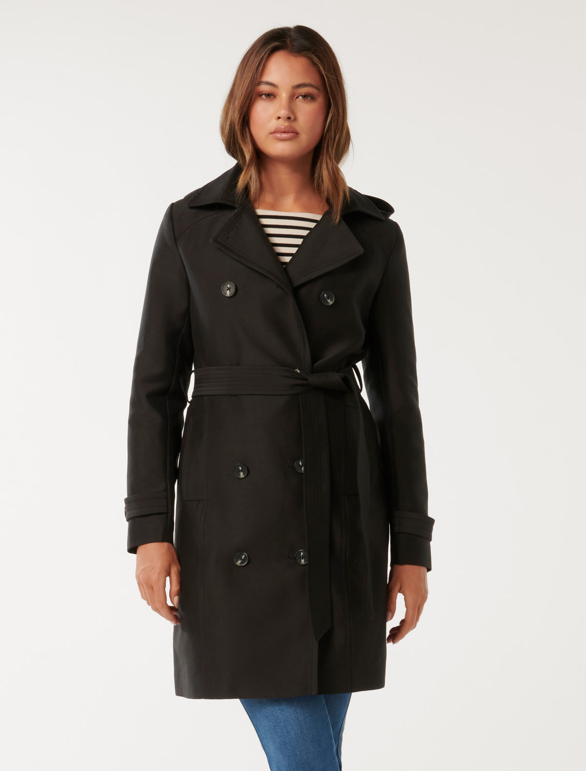 Alicia Short Hooded Trench Black