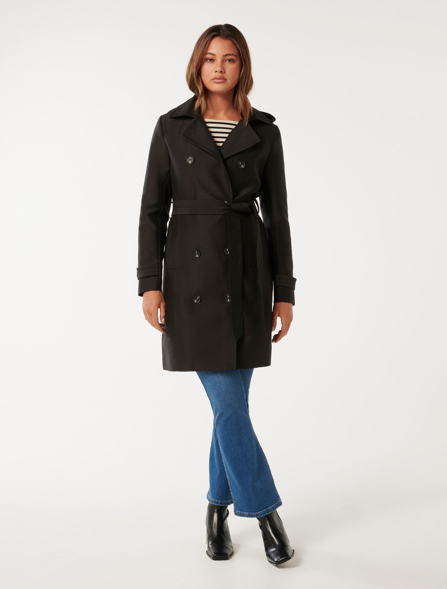 Alicia Short Hooded Trench Black