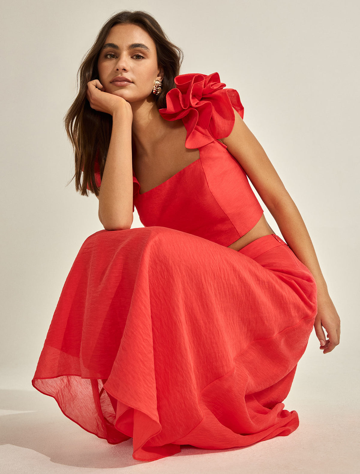 Rachel Ruffle Top Cherry Co-ord