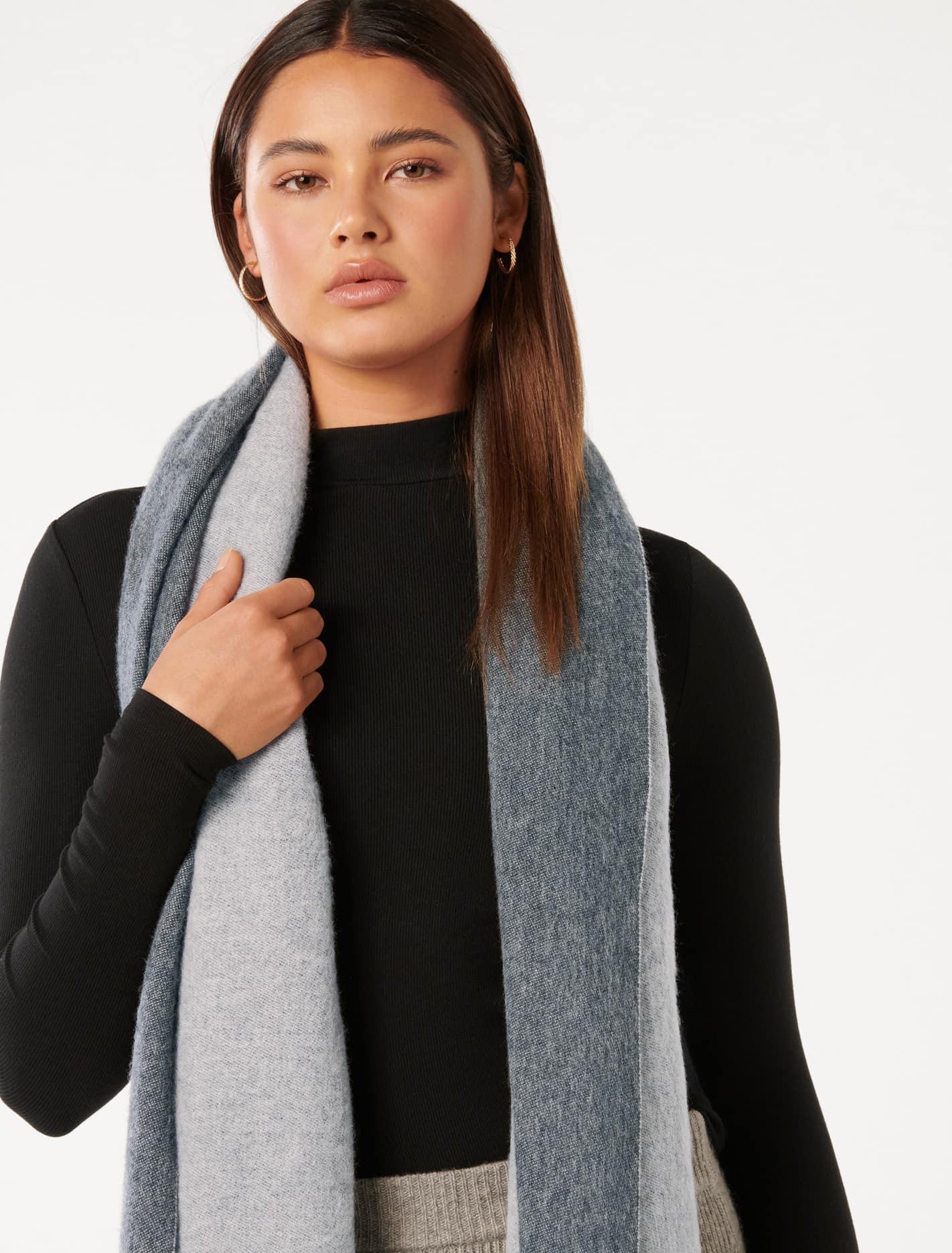 Esme Two Tone Premium Wool Scarf Charcoal / Grey Marle