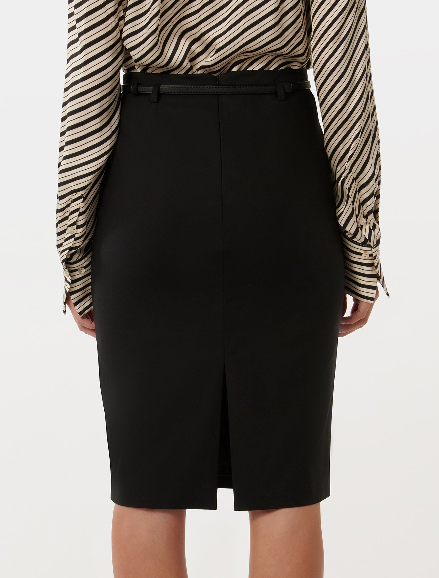 Dina Belted Pencil Skirt Black