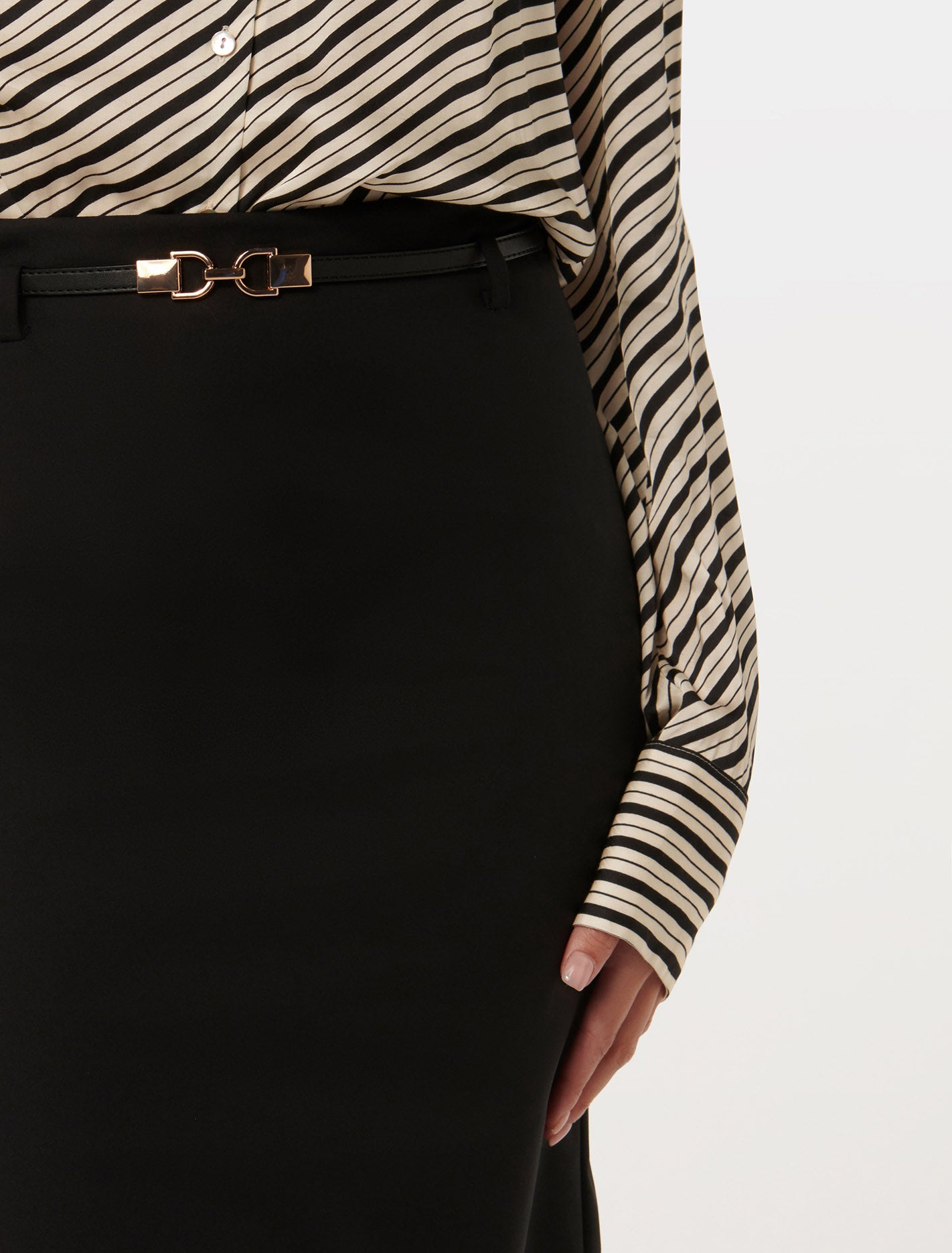 Dina Belted Pencil Skirt Black