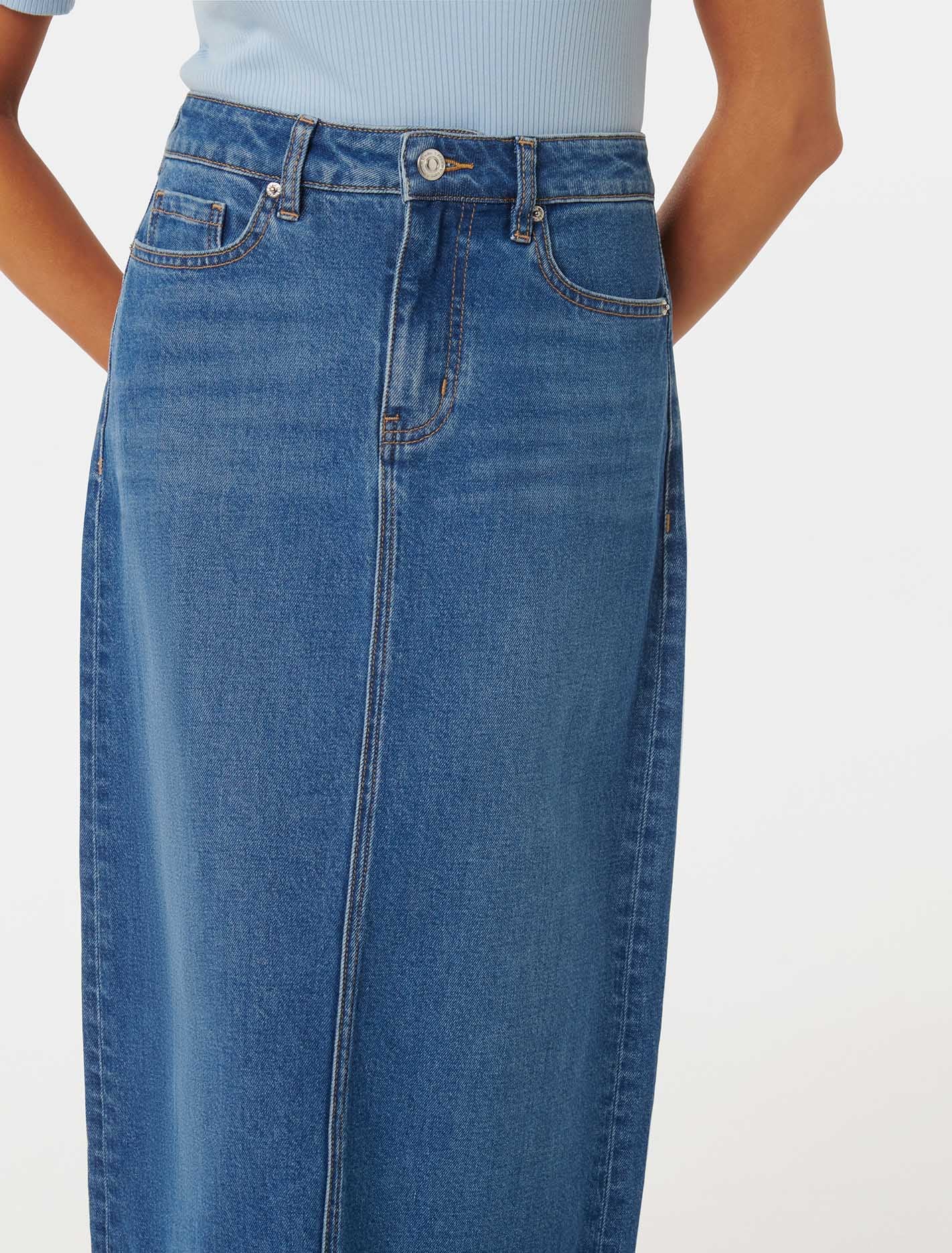 Natalie Petite Maxi Skirt Mid Wash