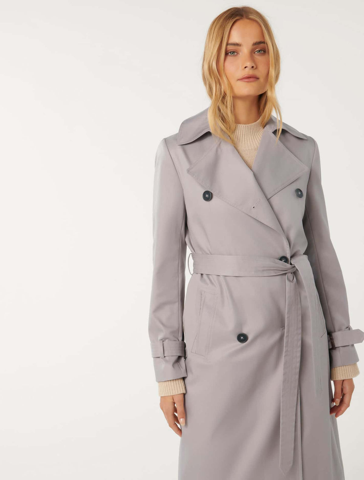 Payton Soft Trench Coat Slate Grey
