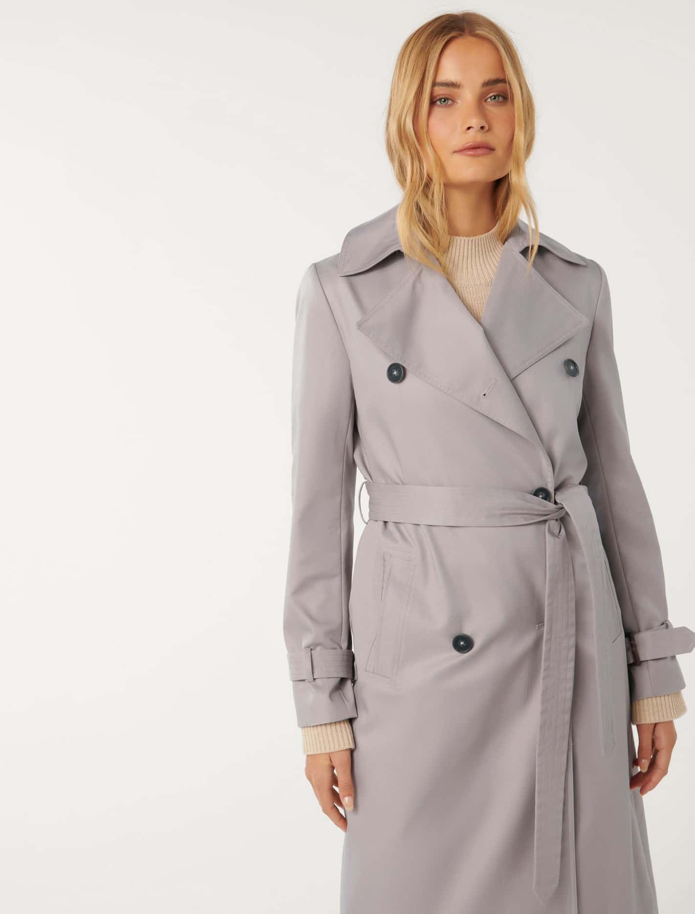 Payton Soft Trench Coat Slate Grey
