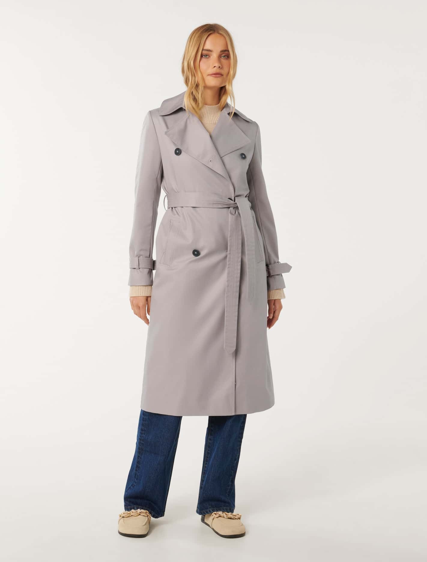 Payton Soft Trench Coat Slate Grey