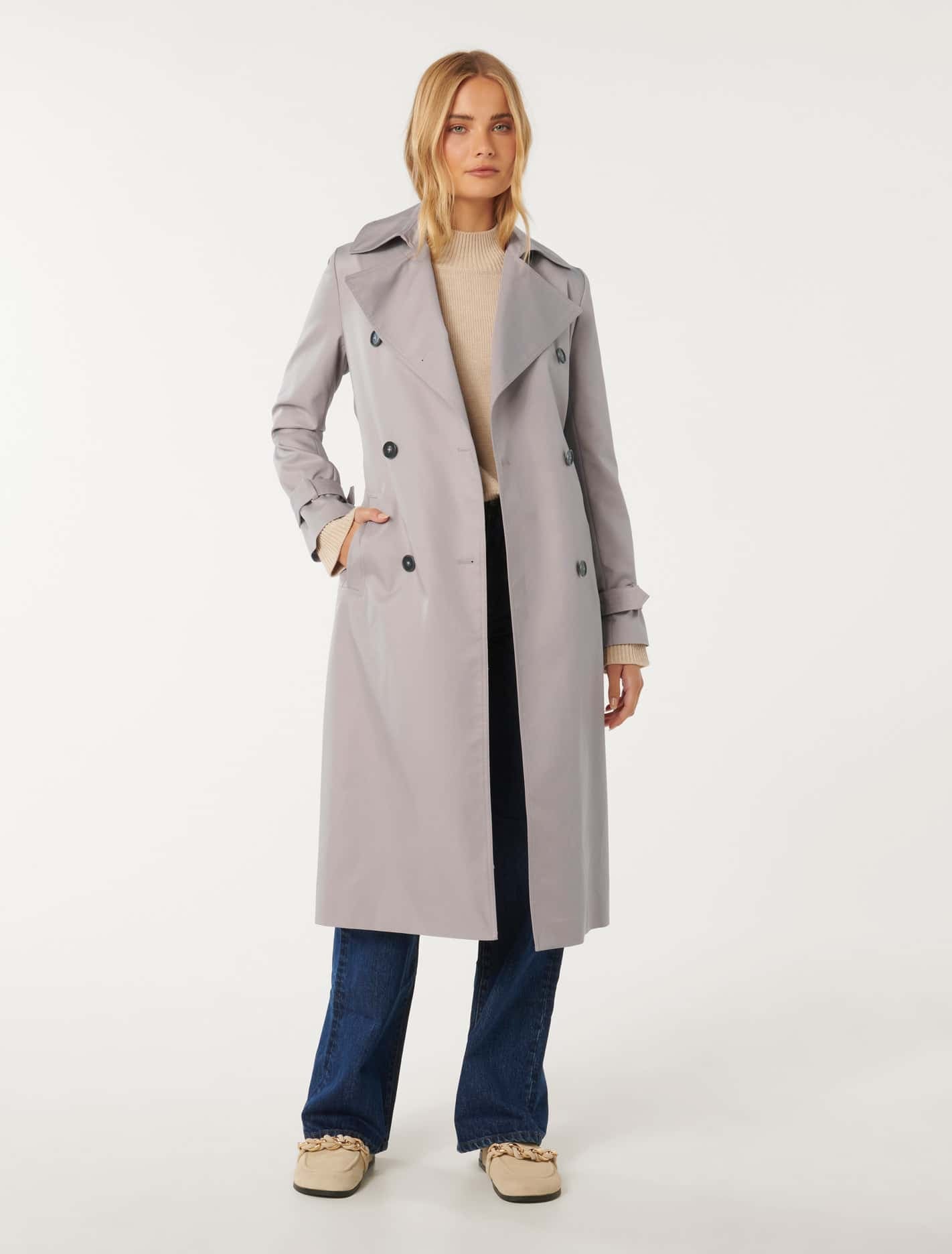 Payton Soft Trench Coat Slate Grey