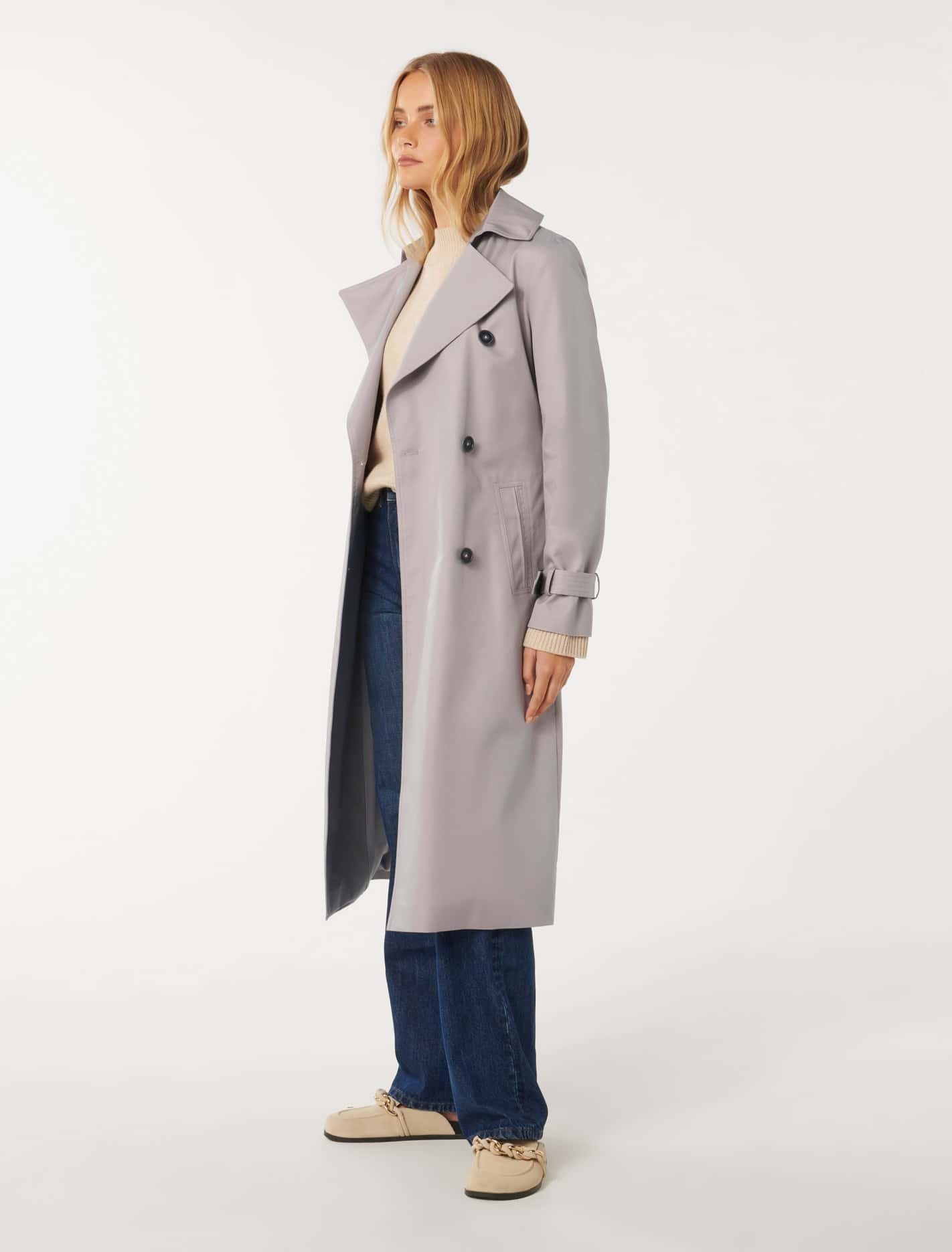 Payton Soft Trench Coat Slate Grey