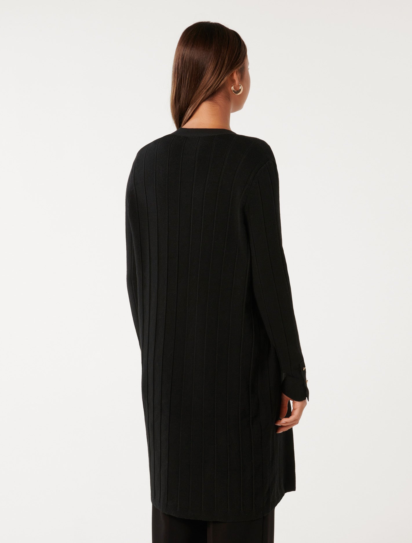 Daphne Long Ribbed Cardigan Black
