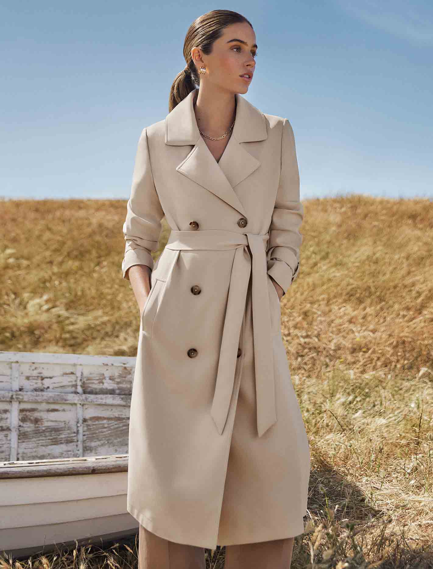 Natasha Soft Trench Cool Sand