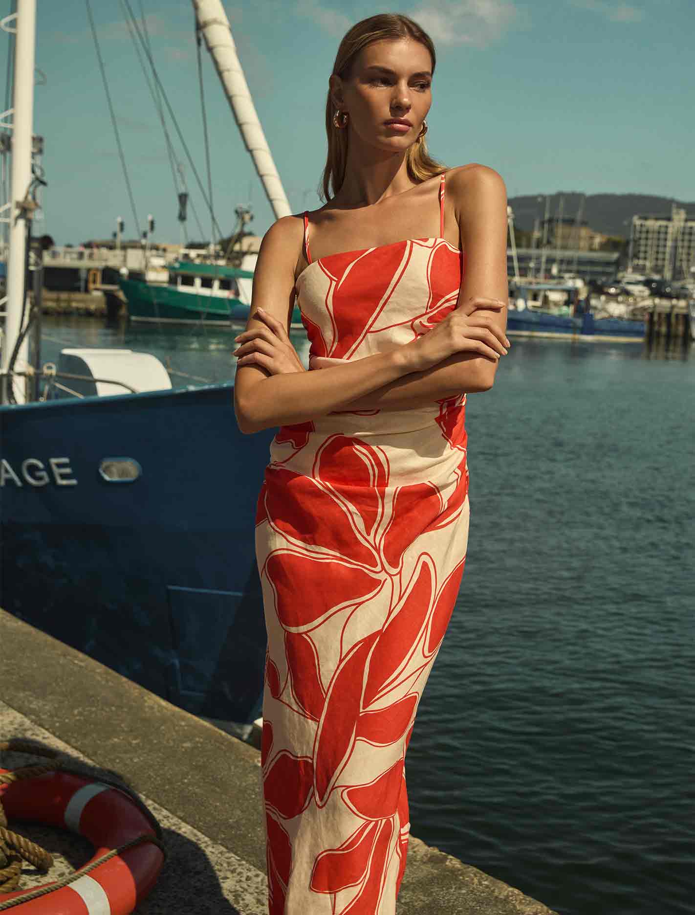 Alana Strappy Midi Red Miller Abstract