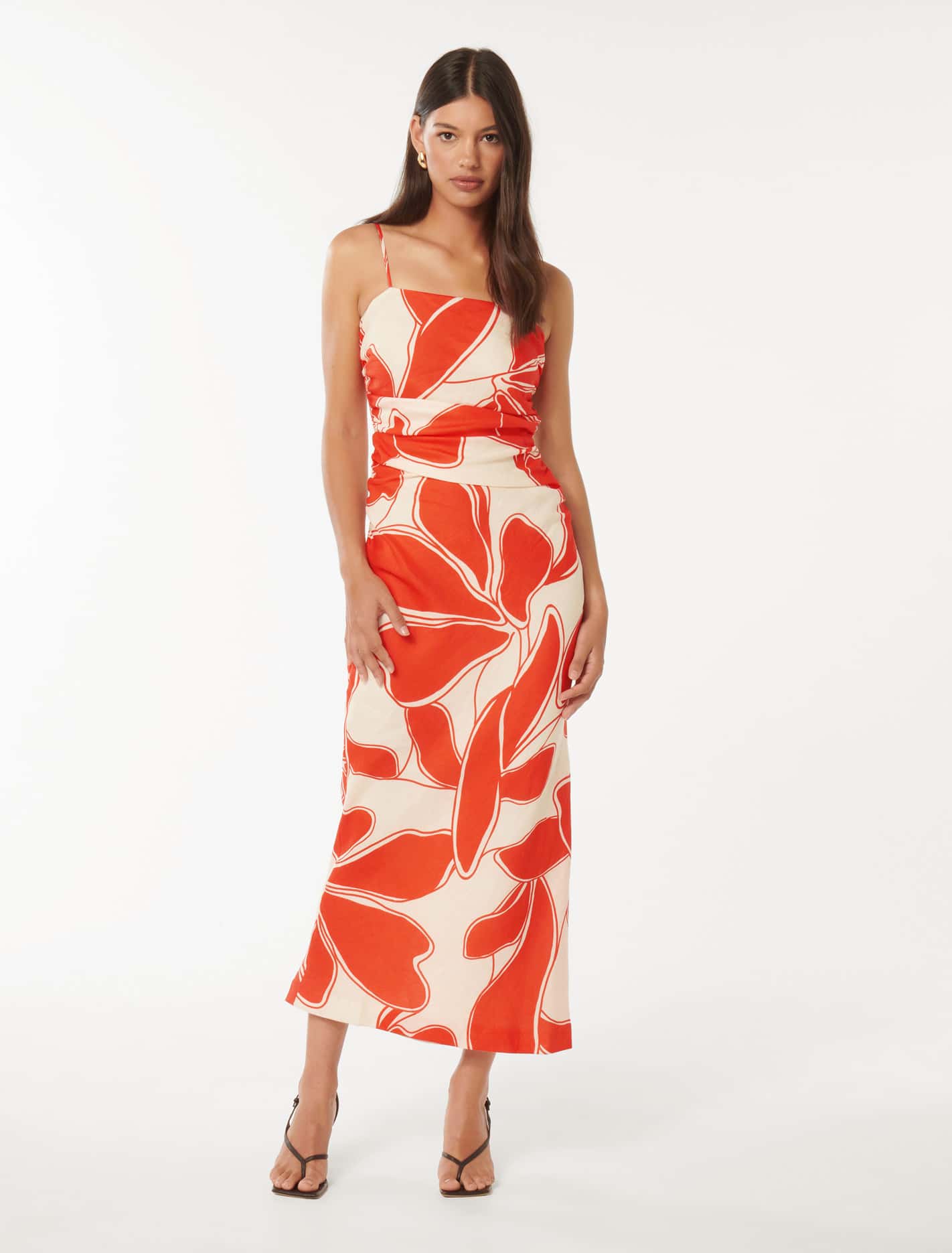 Alana Strappy Midi Red Miller Abstract