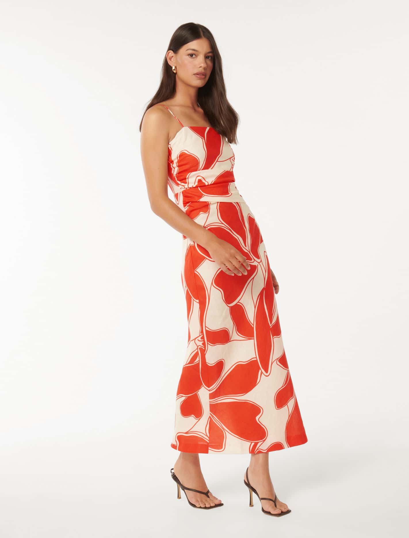 Alana Strappy Midi Red Miller Abstract