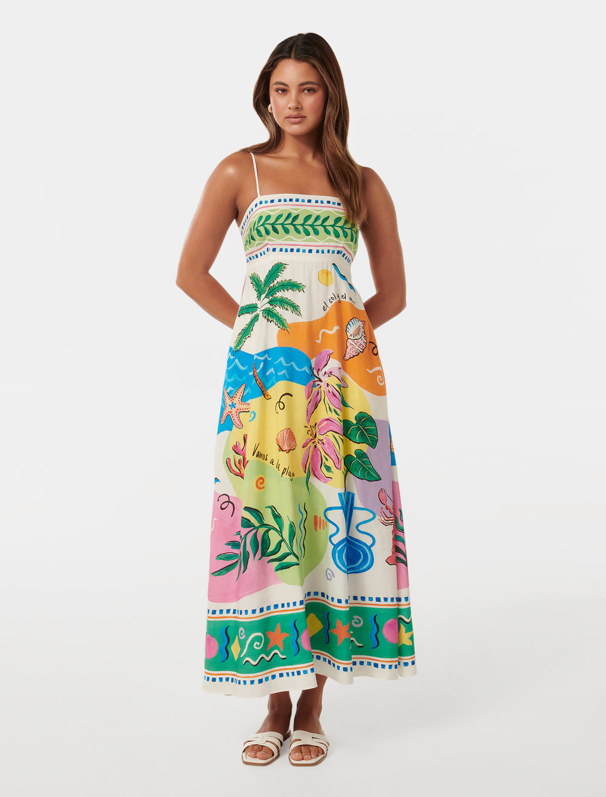 Amari Midi Dress Las Palmes Collage