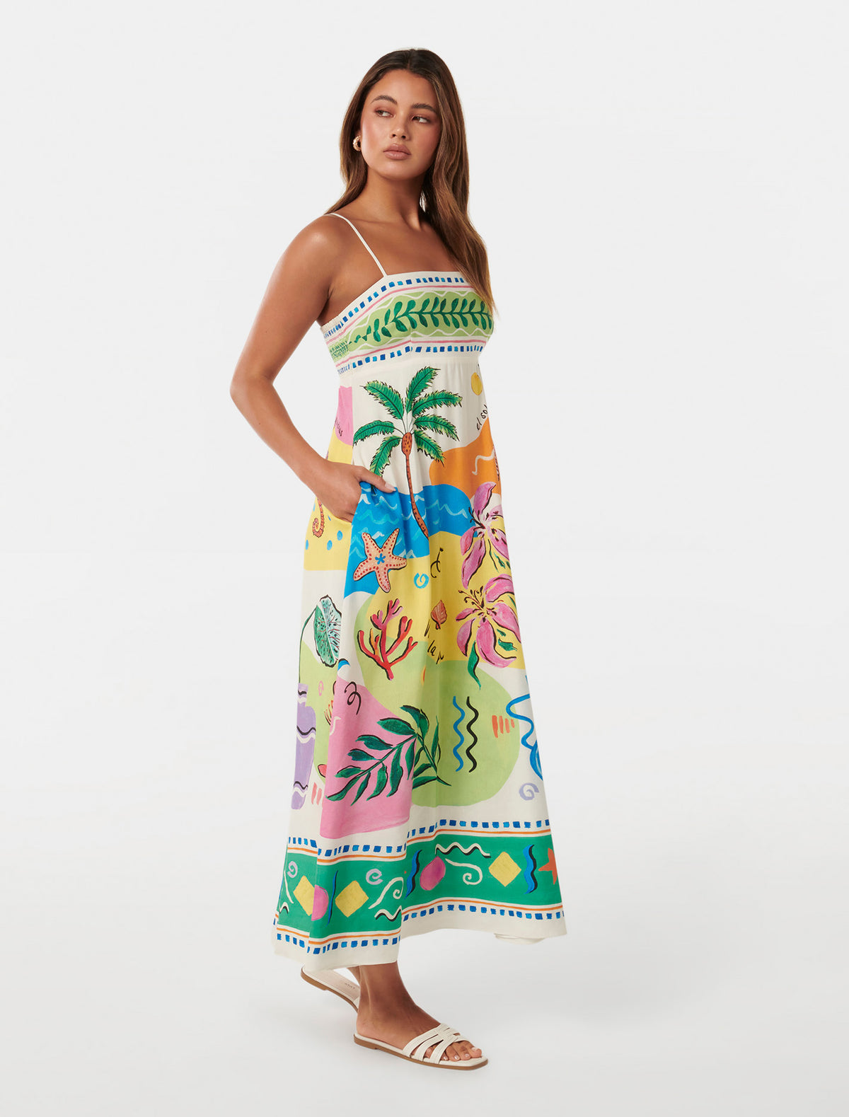 Amari Midi Dress Las Palmes Collage