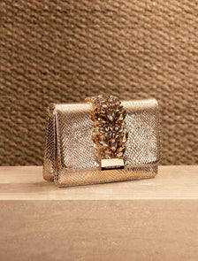 Lucille Crystal Clutch - Signature Gold Snake