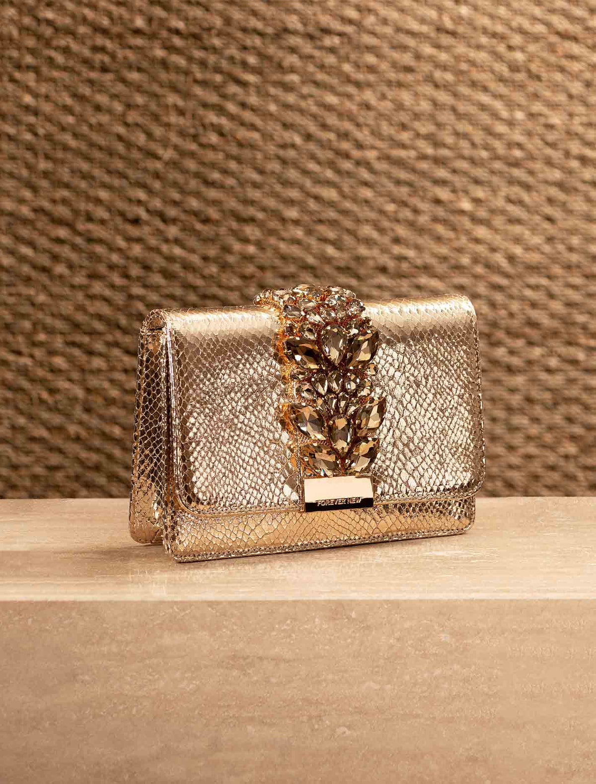 Lucille Crystal Clutch - Signature Gold Snake