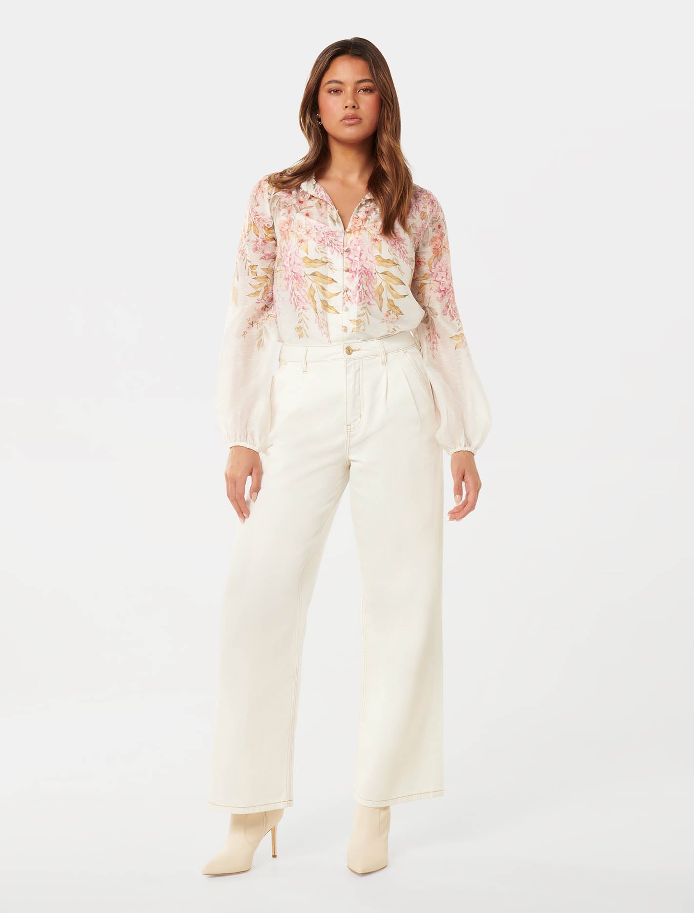 Ellidy Button Down Blouse Conifer Floral Co-ord