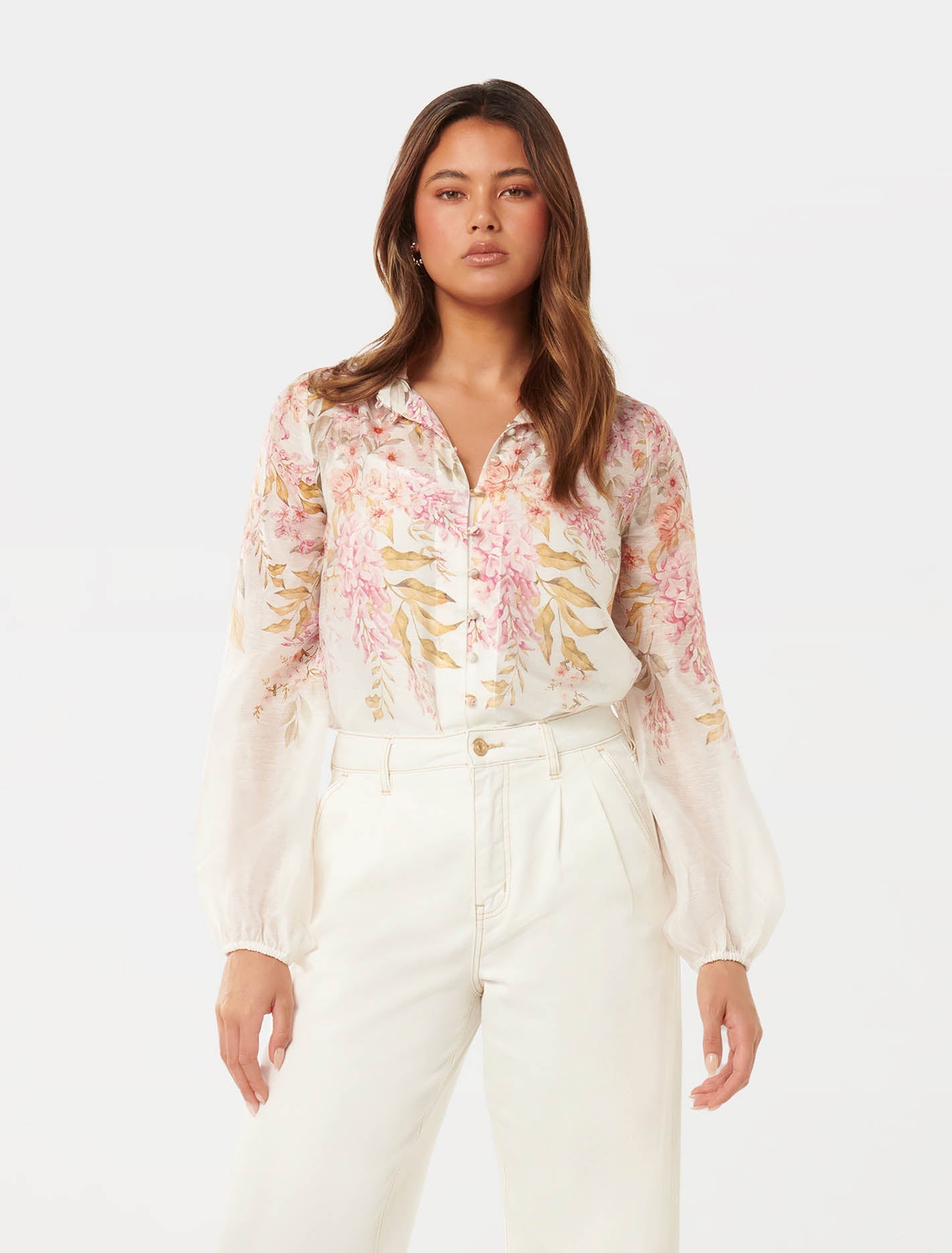 Ellidy Button Down Blouse Conifer Floral Co-ord