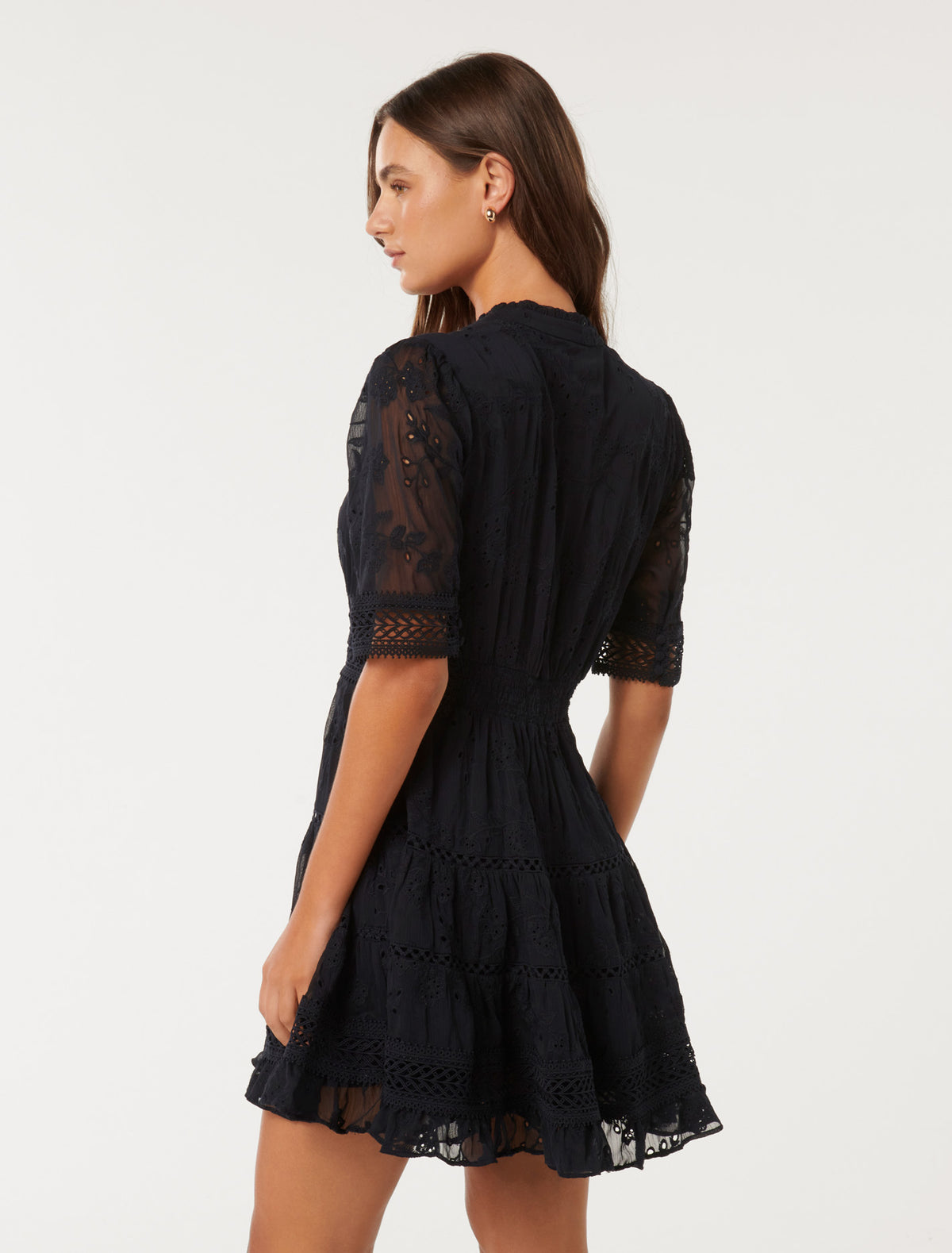 Lillian Trim Skater Mini Navy