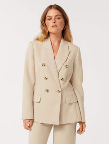 Immie Petite Double Breasted Blazer Light Stone Suit
