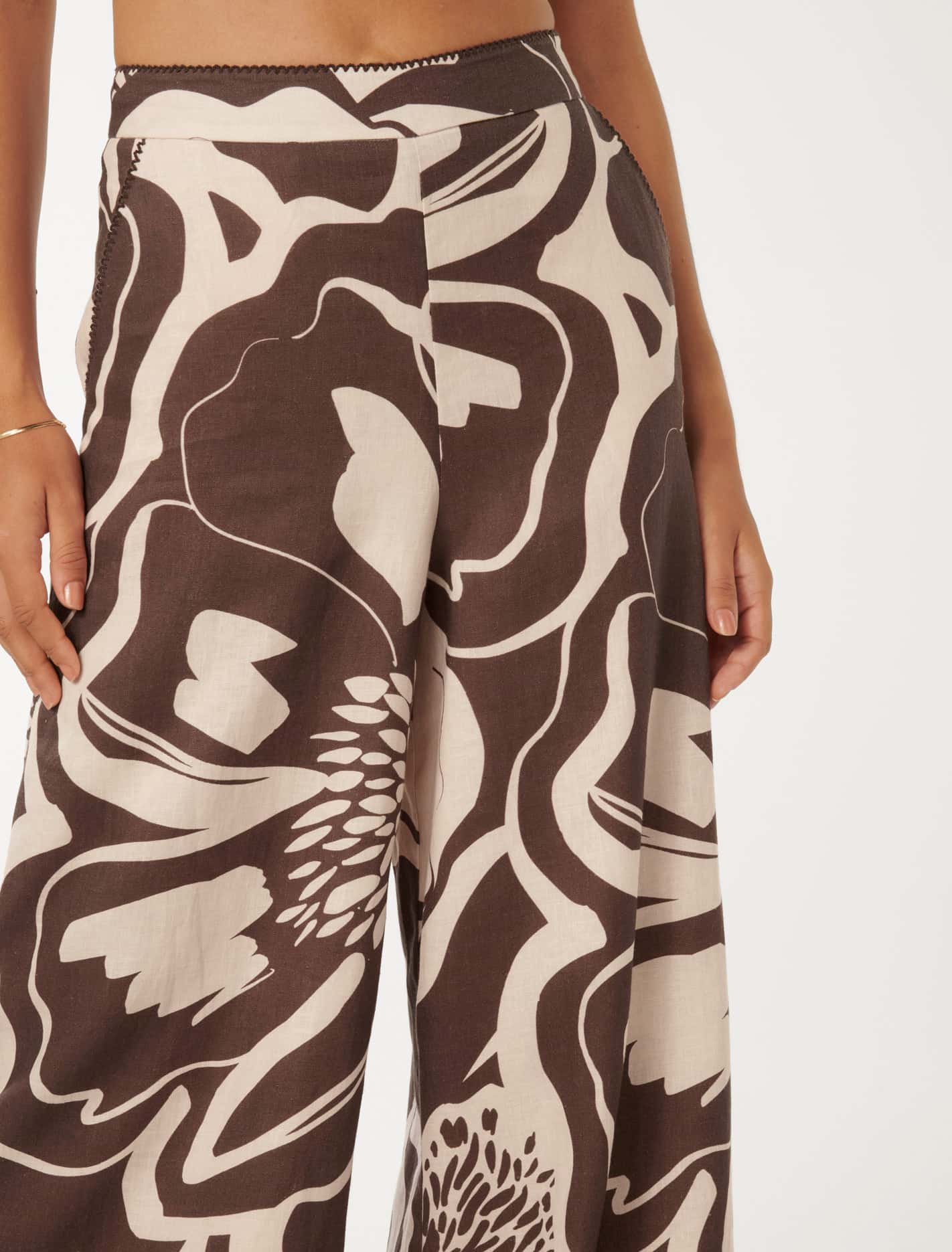 Ebony Wide Leg Linen Pant Brown Dunstan Co-ord