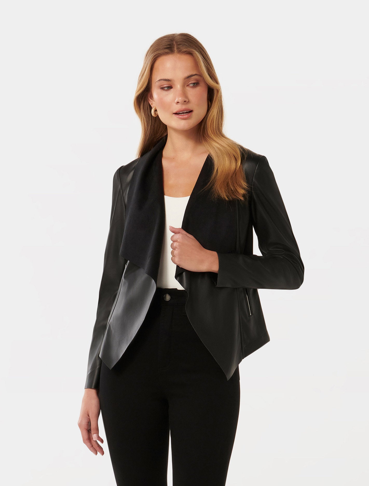 Kris PU Waterfall Jacket Black