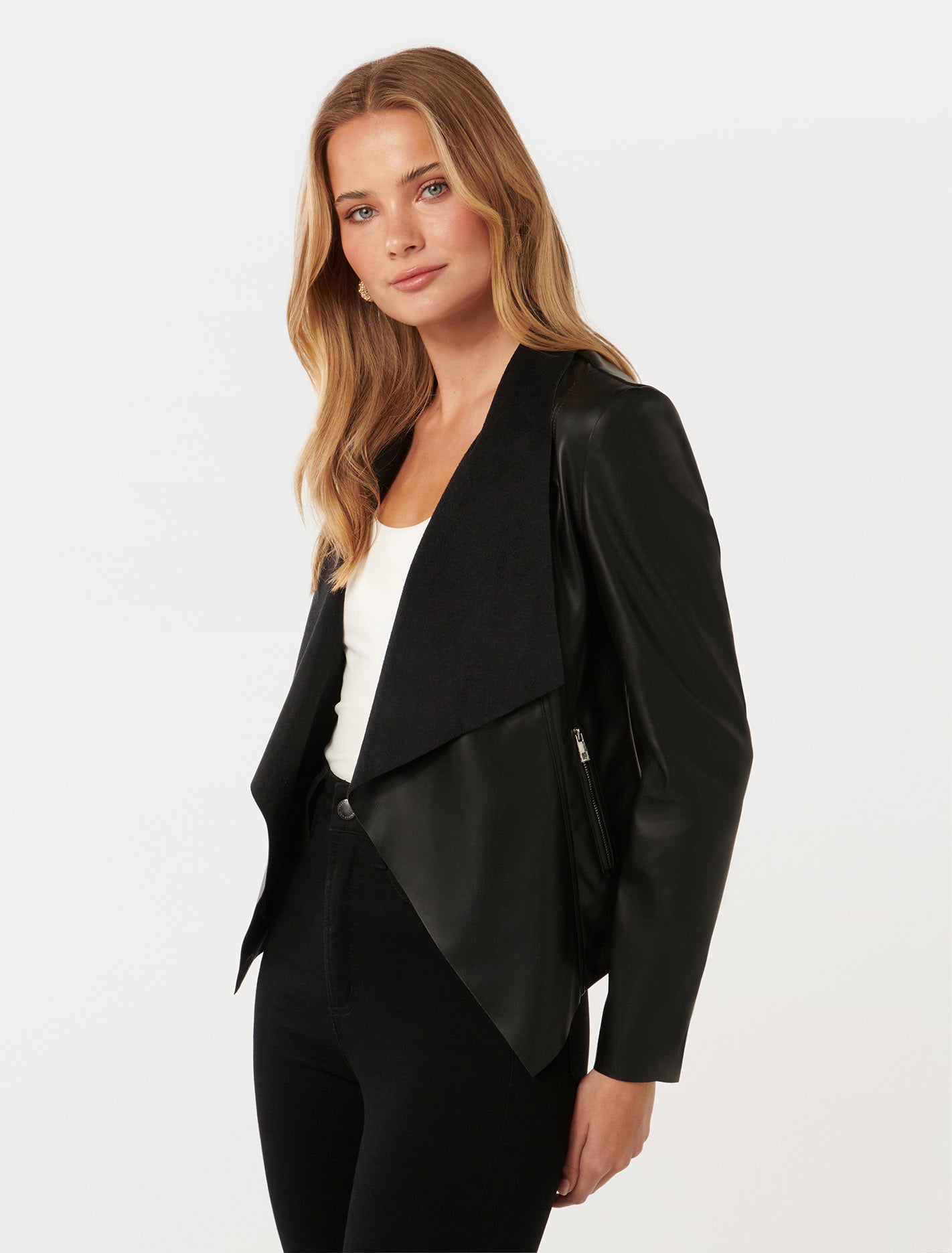Kris PU Waterfall Jacket Black