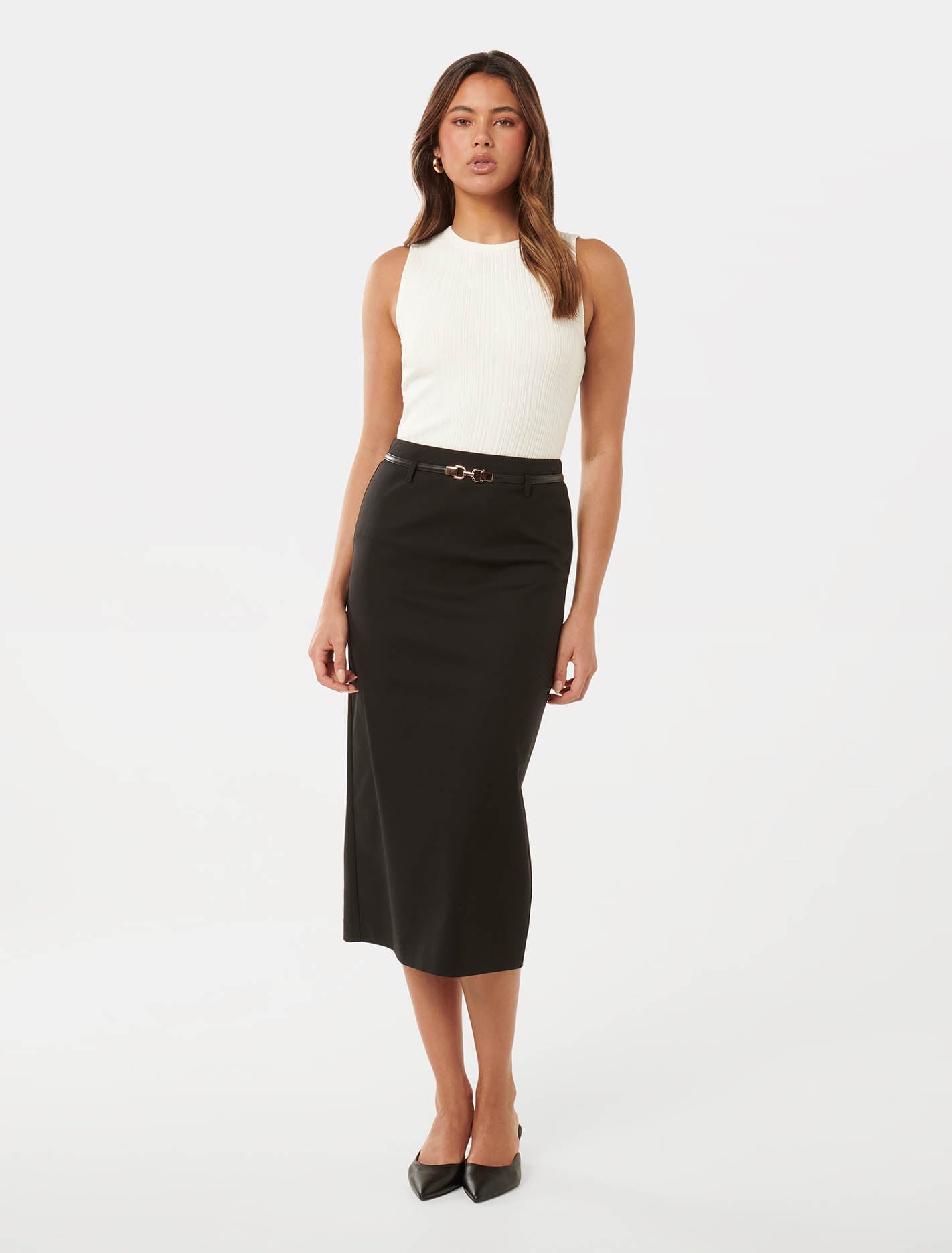 Nadia Pencil Midi Skirt Black