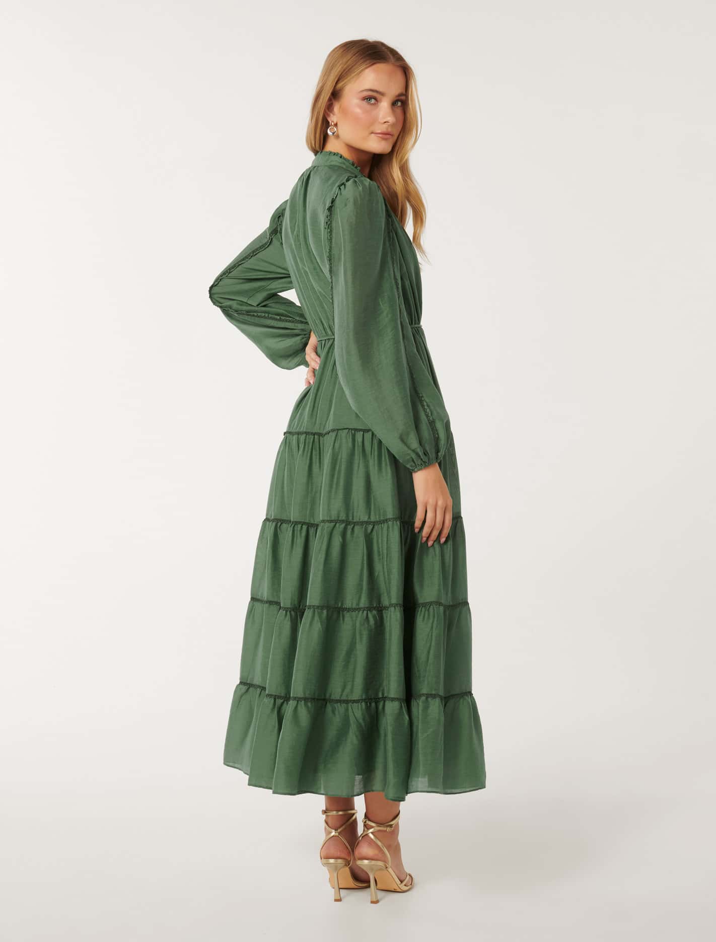 Jessie Button Down Midi Leaf Green