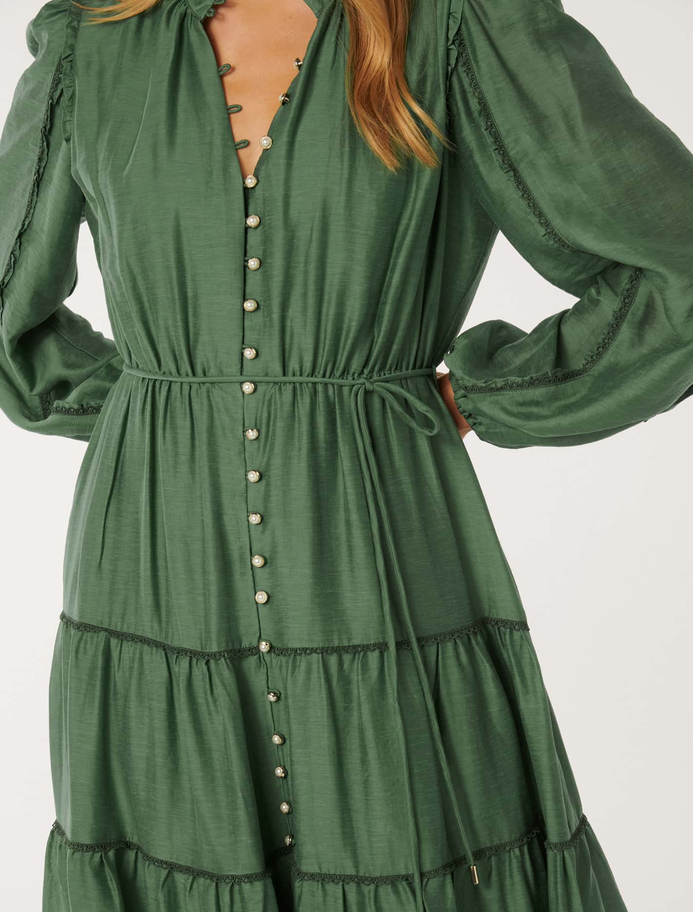 Jessie Button Down Midi Leaf Green