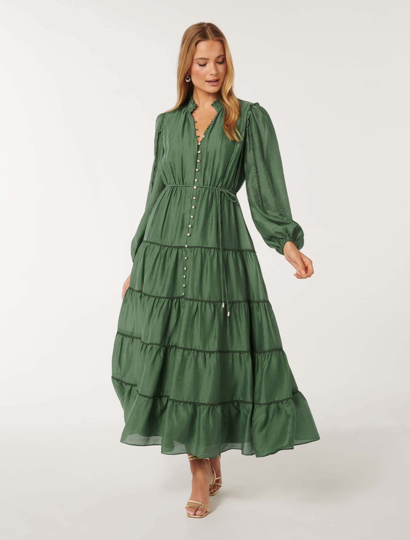 Jessie Button Down Midi Leaf Green