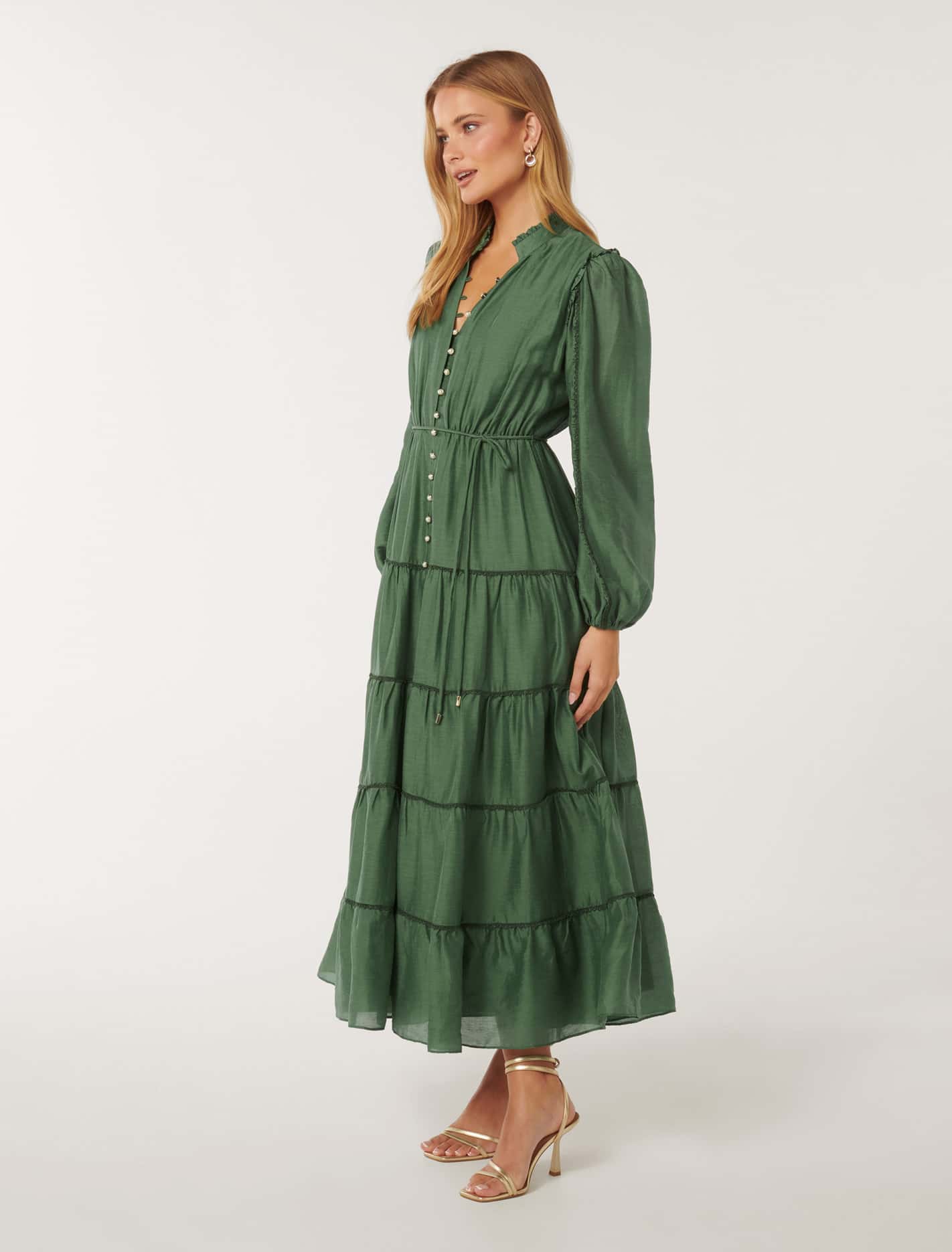 Jessie Button Down Midi Leaf Green