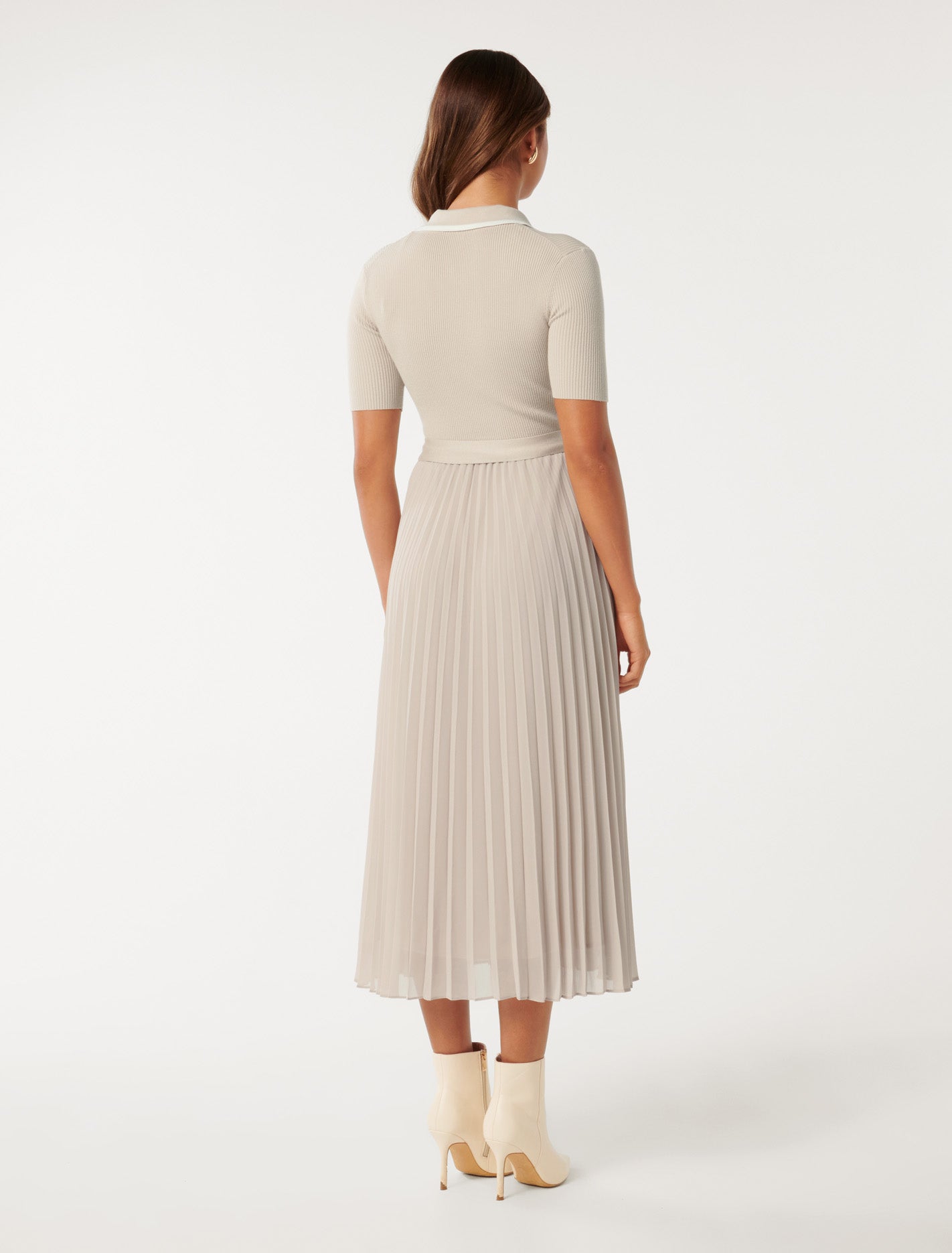 Melody S/S Polo Collar Knit Dress Sand/ Porcelain