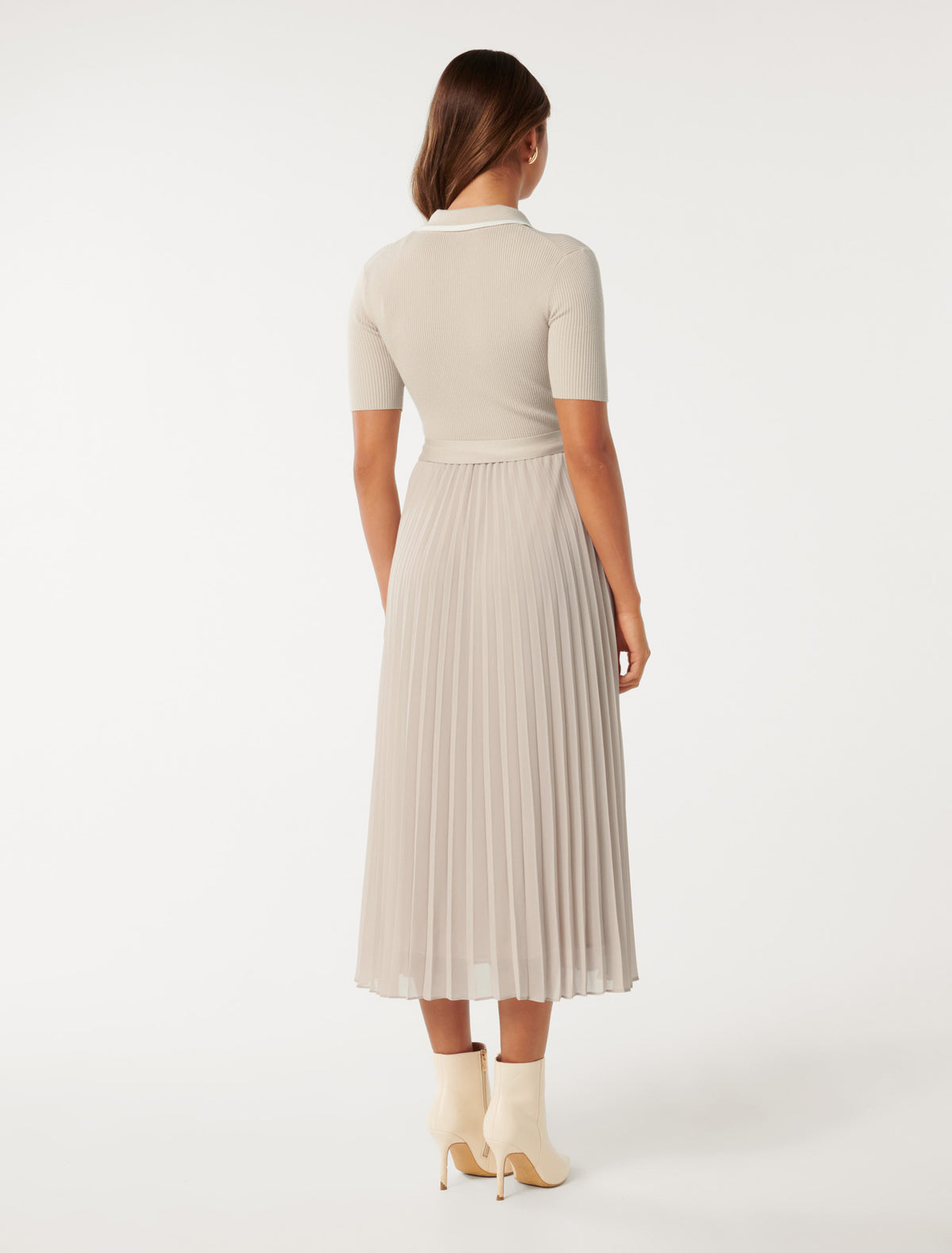 Melody S/S Polo Collar Knit Dress Sand/ Porcelain
