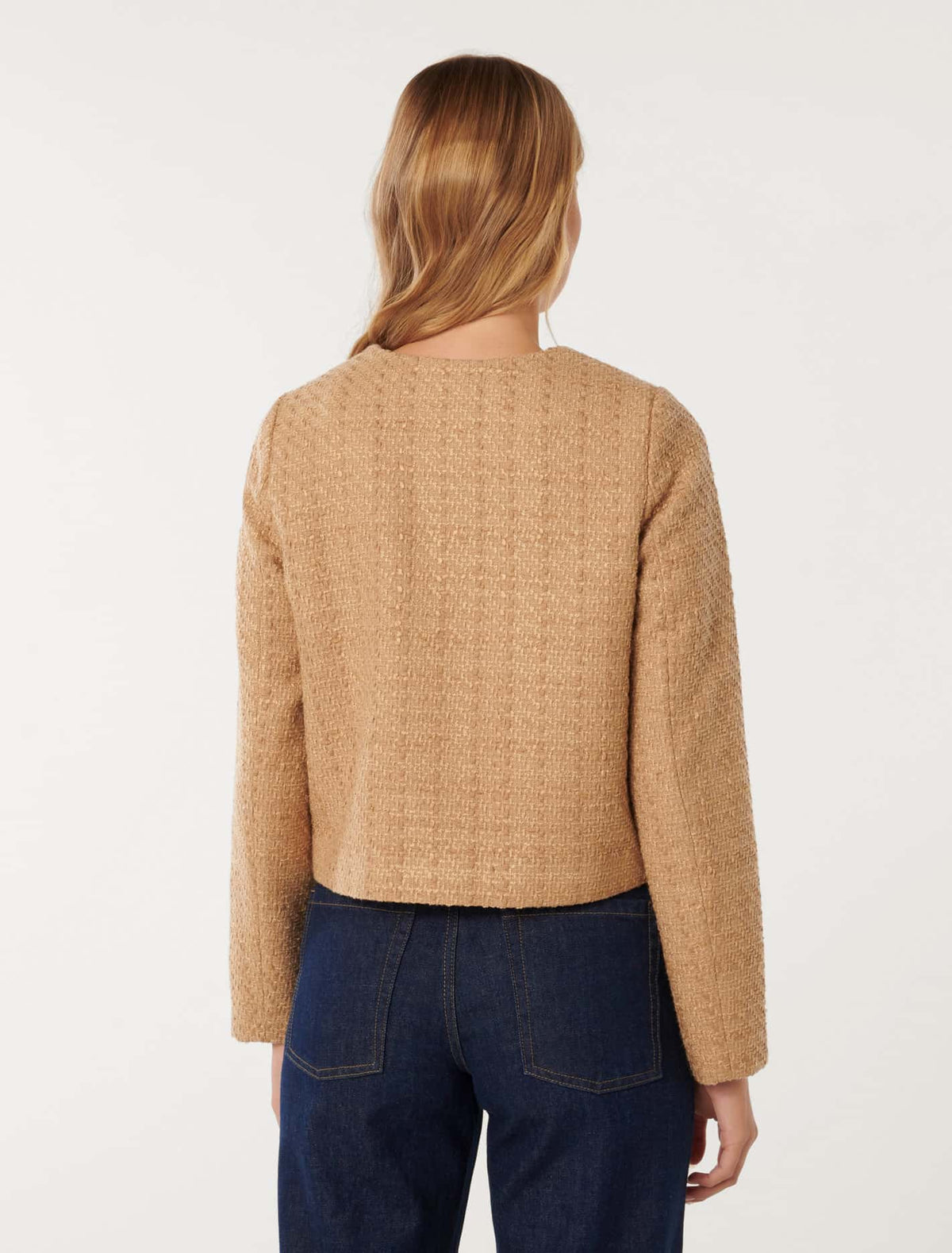 Chrissy Crop Boucle Jacket Light Camel