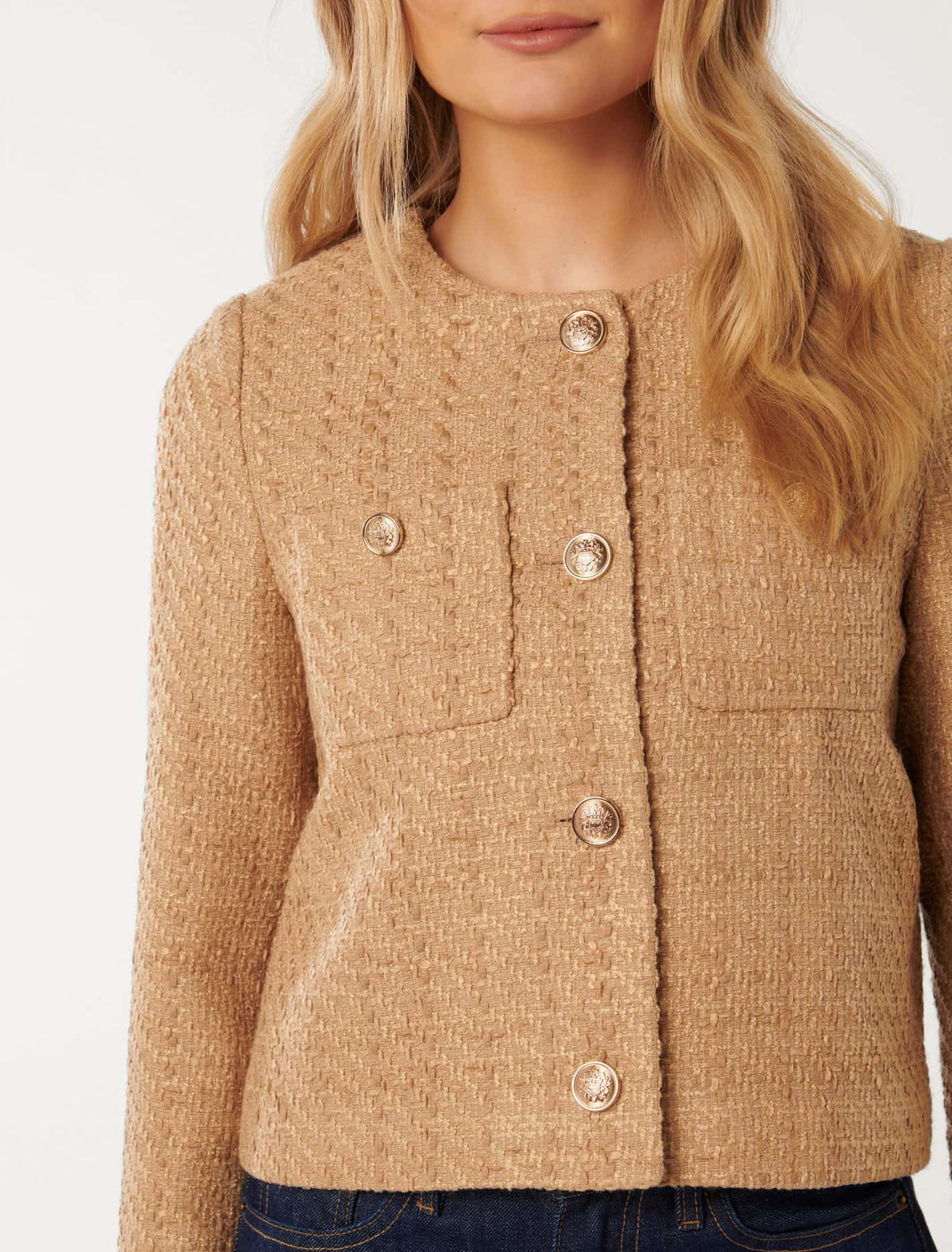 Chrissy Crop Boucle Jacket Light Camel