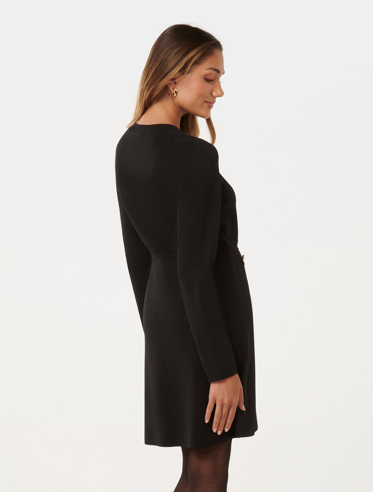 Karina Petite L/S Polo Knit Dress Black