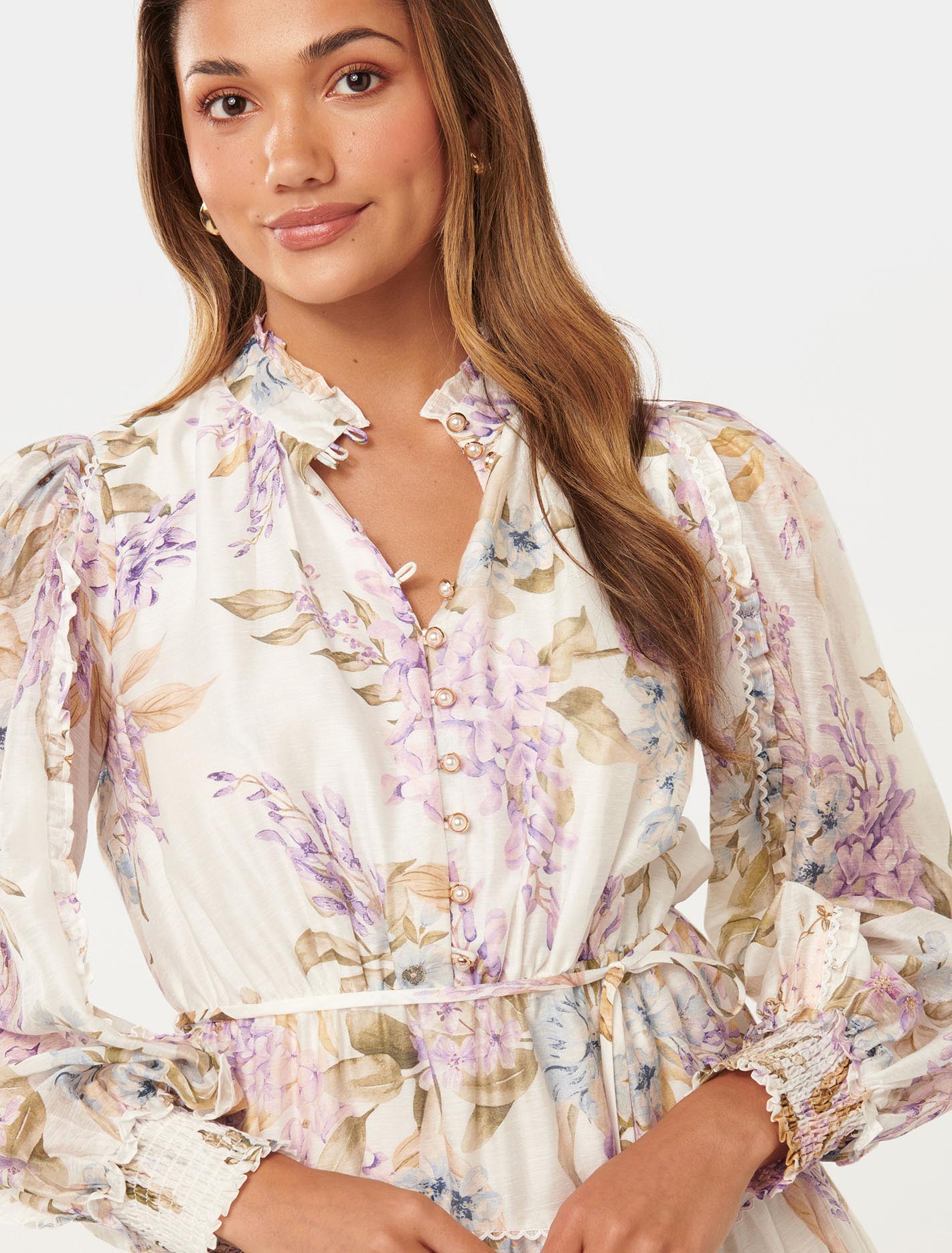 Caterina Petite Printed Mini Skater Lilac Conifer Floral