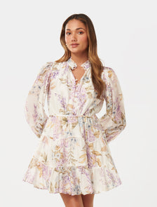 Caterina Petite Printed Mini Skater Lilac Conifer Floral