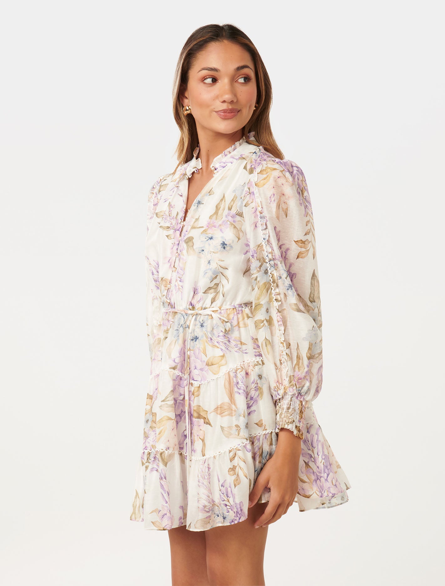 Caterina Petite Printed Mini Skater Lilac Conifer Floral