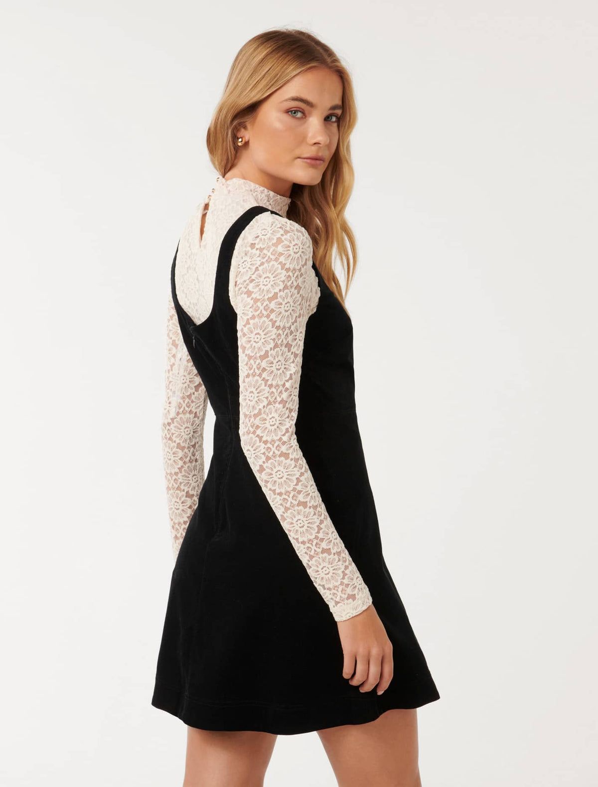 Camille Two-in-One Corduroy Mini Dress Black